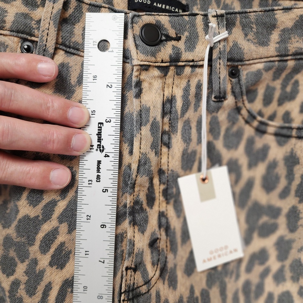 Good American Good Standard Kick Flare Jeans Lucky Leopard High Rise 10/30 - Picture 10 of 15